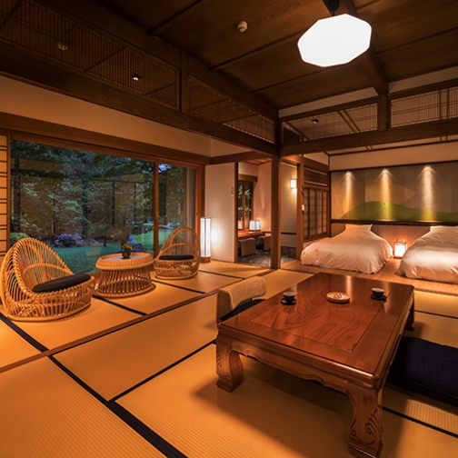 【温泉SALE】日本庭園を愉しむ和モダン空間！源泉掛け流し風呂付離れで過ごす至極の時間